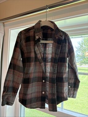 Janie and Jack Plaid Shirt Jacket in Brown and Gray